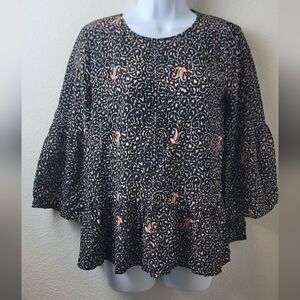 MADEWELL Silk Fiesta Paisley Bell-Sleeve Top